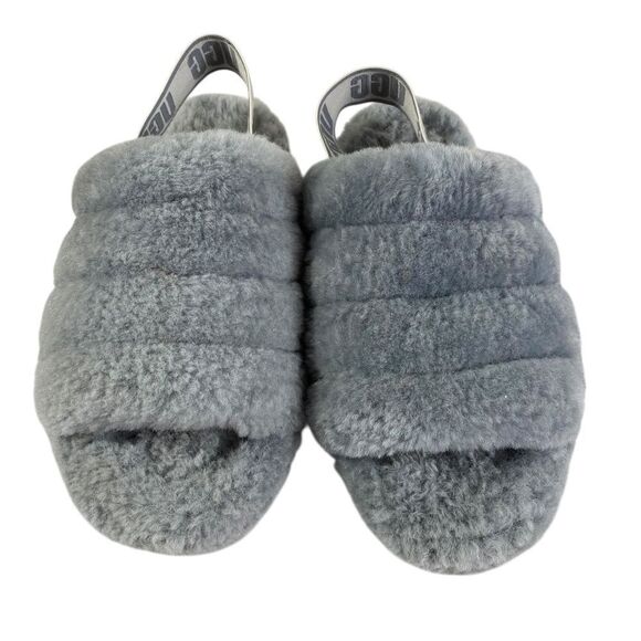 UGG Womens 8 Classic Fluff Yeah slippers blueish gray - Picture 2 of 5